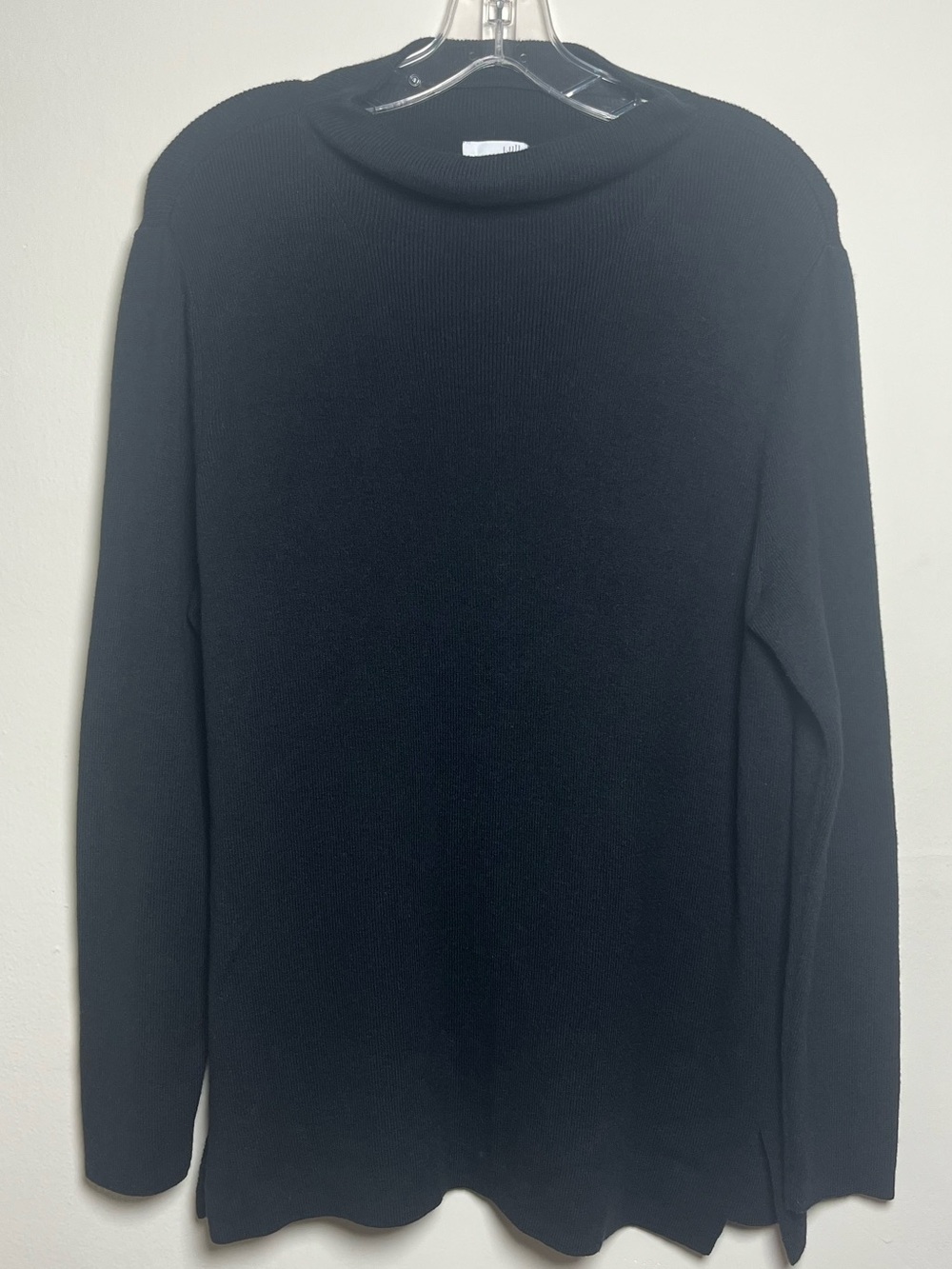 J. Jill Black Women's Long-Sleeve Ribbed Cotton, Silk Knit Sweater